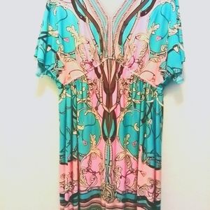 💥LONDON TIMES - Plus Size 14 Multi Colour Dress Simulated #Versace Patter